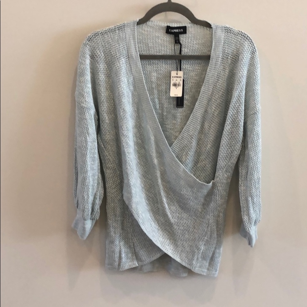 NWT. Express. Wrap front tunic sweater. Mint. M